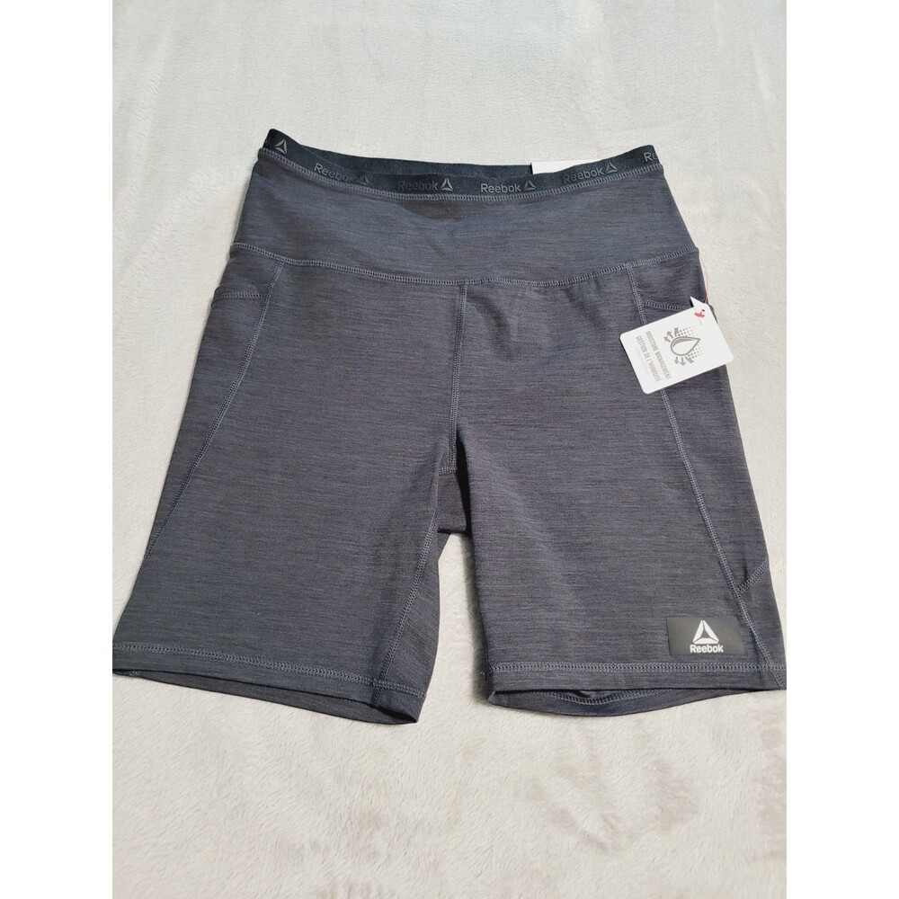 Reebok Womens High Rise Shorts Black Size M Compression Workout Cycling Athletic